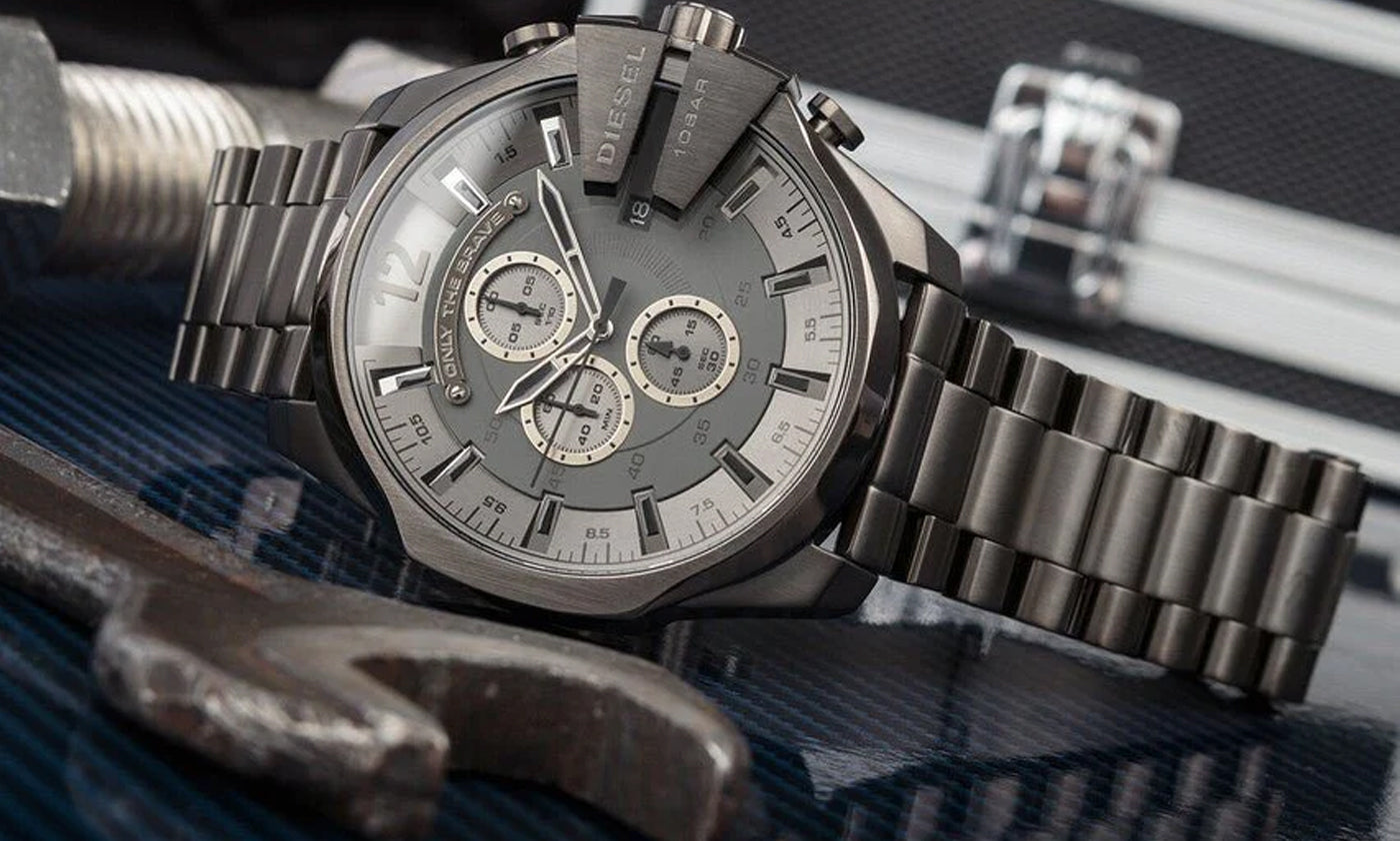 Diesel Mega Chief Quartz Chronograph Grey Dial Black IP DZ4282 Men’s Watch
