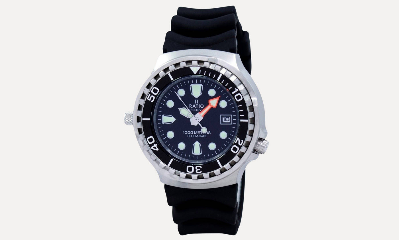 Ratio Free Diver Helium Safe 1000M Sapphire Quartz 1038EF102V Men’s Watch