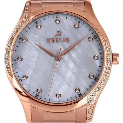 Westar Zing Crystal Accents Rose Gold Tone Stainless Steel White Mother Of Pearl Dial Quartz 00127PPN611 Women's Watch