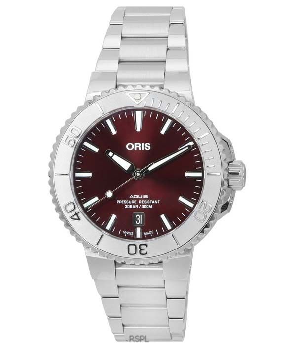 Oris Aquis Date Relief Red Dial Automatic Diver's 01-733-7766-4158-07-8-22-05PEB 300M Men's Watch