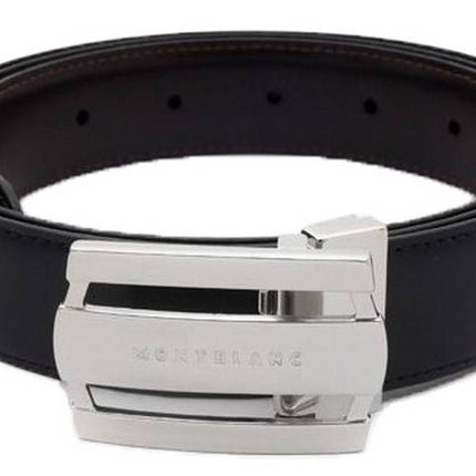 Montblanc 103431 Contemporary Line Rectangular Buckle Black/Brown Men's Reversible Leather Belt