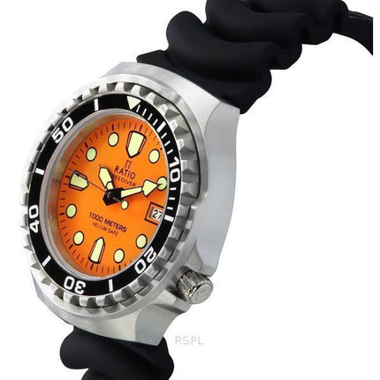 Ratio FreeDiver Version 02 Helium Safe 1000M Sapphire Quartz Orange Dial 1038EF102V-ORG-V02 Men's Watch