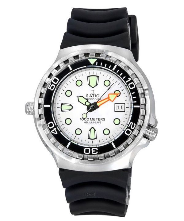 Ratio FreeDiver Helium Safe Sapphire Quartz White Dial 1038EF102V-WHT 1000M Men's Watch