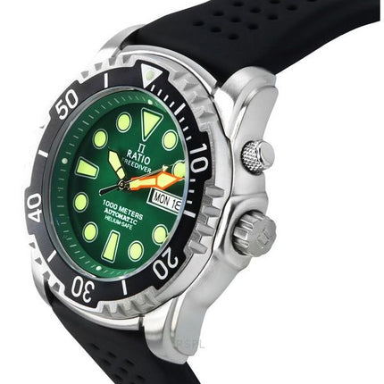 Ratio FreeDiver Version 02 Helium Safe 1000M Sapphire Automatic Green Dial 1068HA90-34VA-GRN-V02 Men's Watch