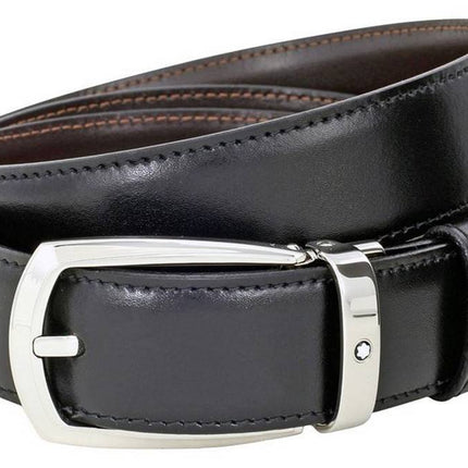 Montblanc 112960 Men's Reversible Black/Brown Leather Horseshoe Belt