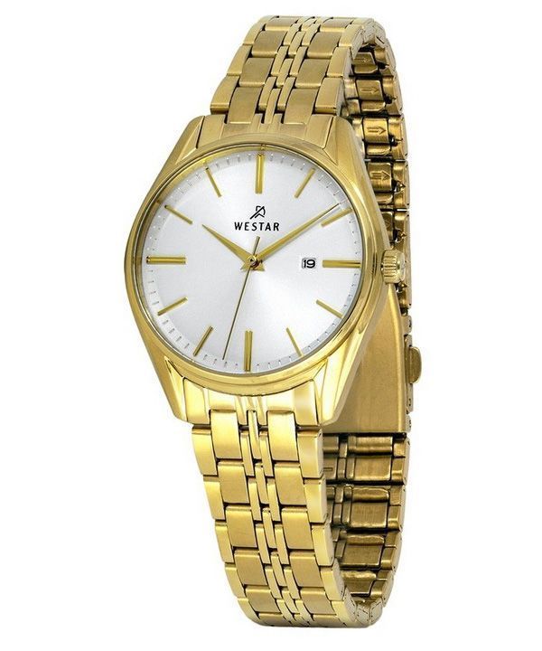 Westar Profile Gold Tone Stainless Steel White Dial Quartz 40210GPN107 Womens Watch