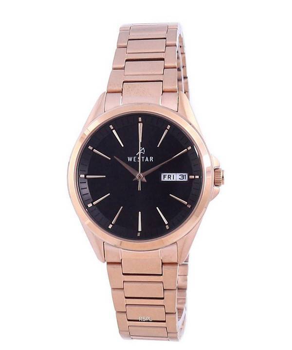 Westar Black Dial Rose Gold Tone Stainless Steel Quartz 40212 PPN 603 Women's Watch