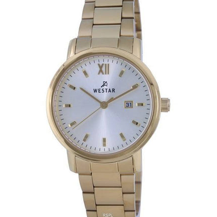 Westar Silver Dial Gold Tone Stainless Steel Quartz 40245 GPN 102 Womens Watch