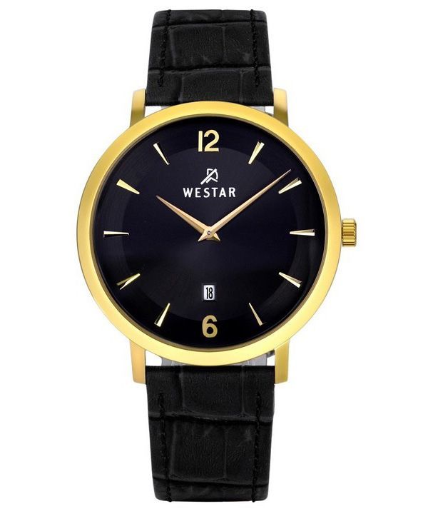 Westar Profile Leather Strap Black Dial Quartz 50219GPN103 Mens Watch