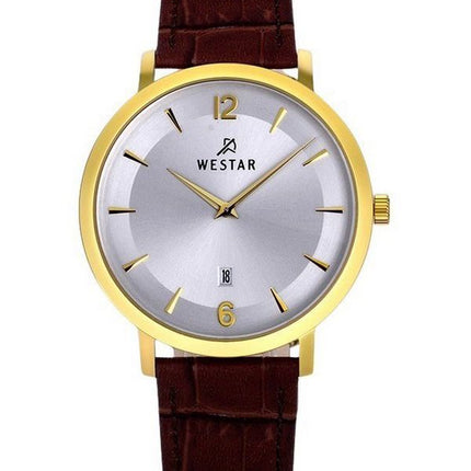 Westar Profile Leather Strap Silver Dial Quartz 50219GPN127 Mens Watch