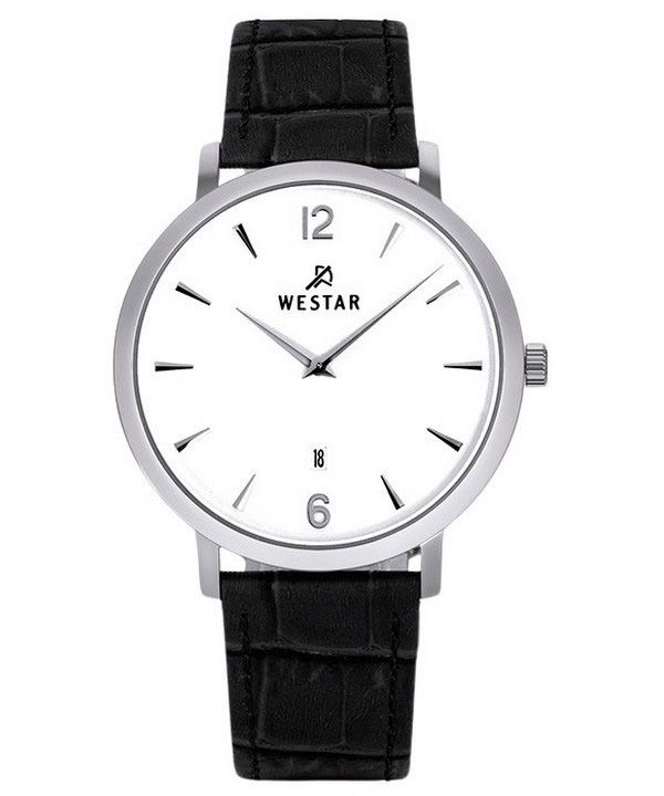 Westar Profile Leather Strap White Dial Quartz 50219STN101 Men's Watch