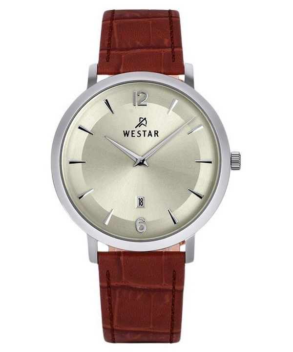 Westar Profile Leather Strap Light Champagne Dial Quartz 50219STN122 Mens Watch