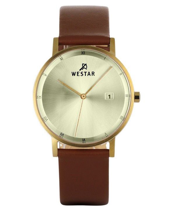 Westar Profile Leather Strap Light Champagne Dial Quartz 50221GPN122 Mens Watch