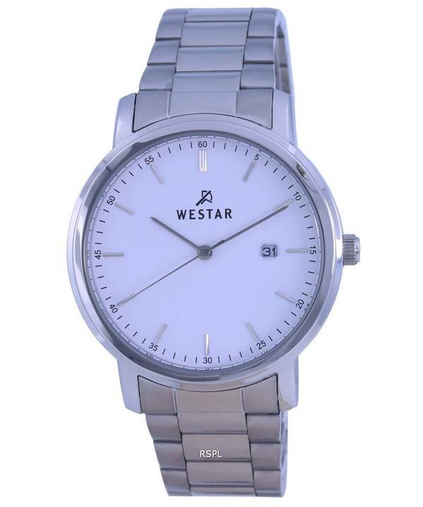 Westar White Dial Stainless Steel Quartz 50243 STN 101 Mens Watch