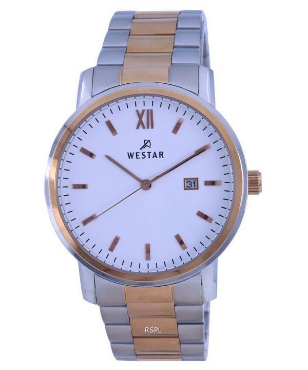 Westar White Dial Two Tone Stainless Steel Quartz 50245 SPN 601 Mens Watch