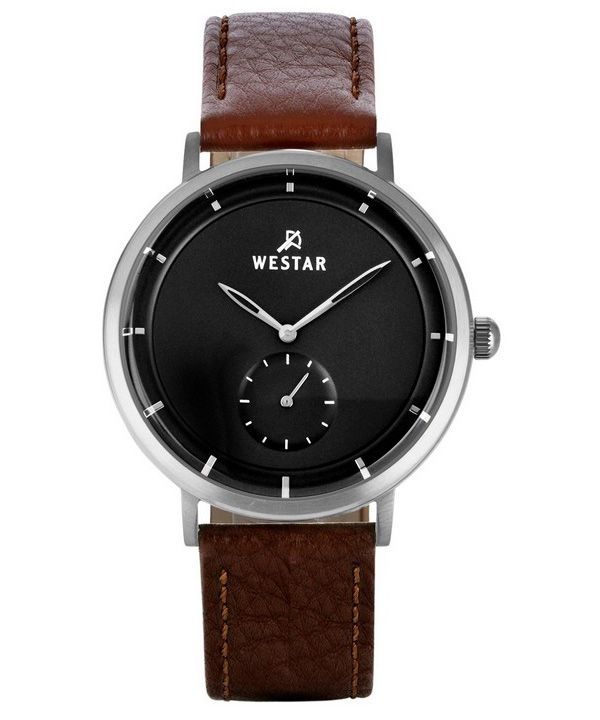 Westar Profile Leather Strap Black Dial Quartz 50246STN123 Mens Watch