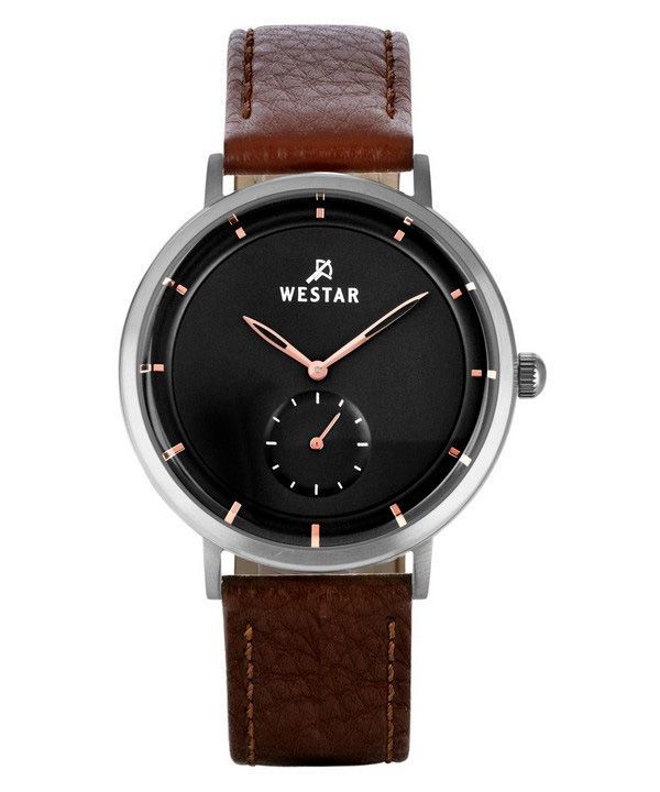 Westar Profile Leather Strap Black Dial Quartz 50246STN623 Mens Watch