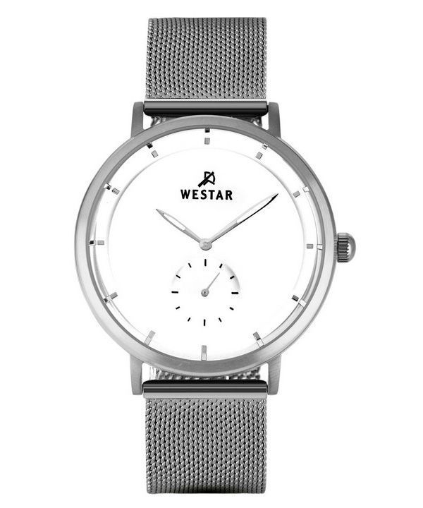 Westar Profile Stainless Steel Mesh White Dial Quartz 50247STN101 Men's Watch