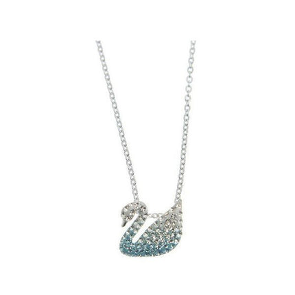 Swarovski Iconic Swan Rhodium Plated Necklace With Gradient Blue Crystal 5512094 For Women