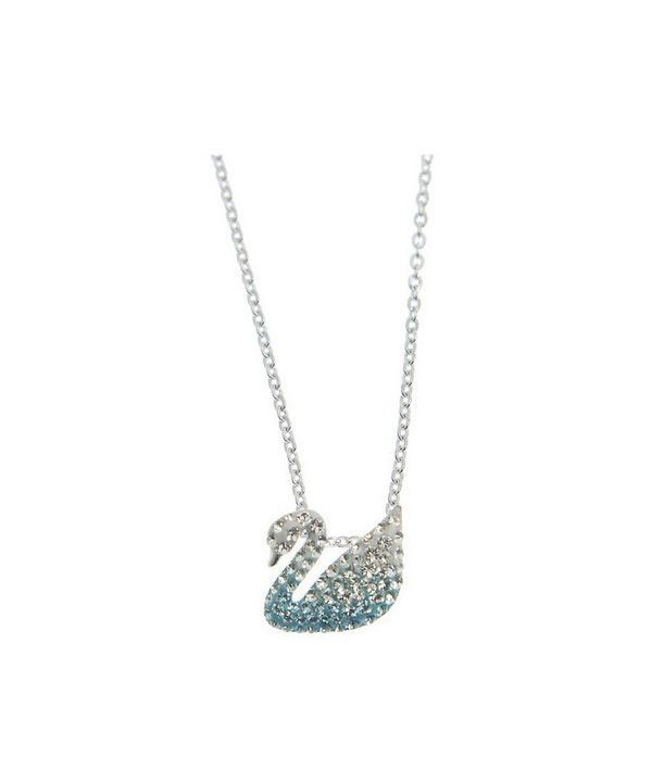 Swarovski Iconic Swan Rhodium Plated Necklace With Gradient Blue Crystal 5512094 For Women