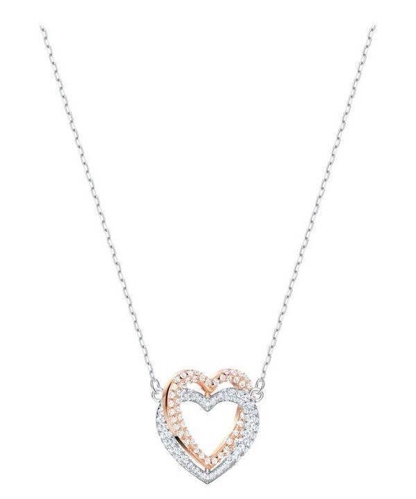 Swarovski Infinity Multicolored Double Heart Necklace 5518868 For Women