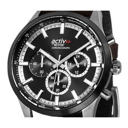 Westar Activ Chronograph Leather Strap Black Dial Quartz 90265SBN123 Men's Watch