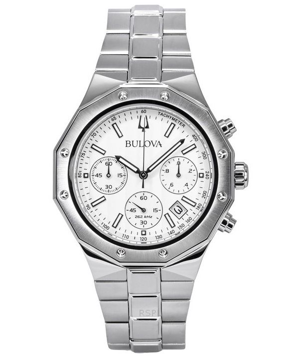 Bulova Classic Precisionist Chronograph Stainless Steel Silver Dial Quartz 96B408 100M Mens Watch