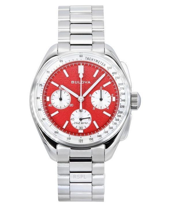 Bulova Lunar Pilot Chronograph Stainless Steel Red Dial Quartz 96K115 Men's Watch