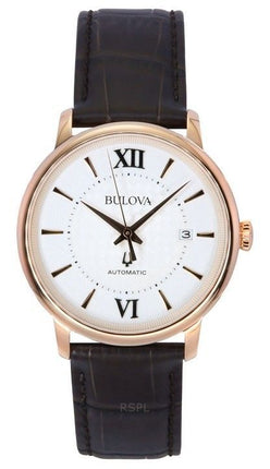 Bulova Hudson Leather Strap Silver Dial Automatic 97B225 Men's Watch