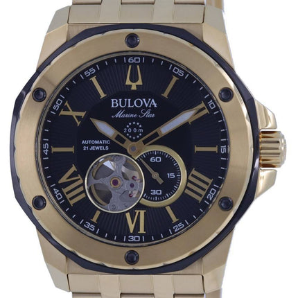 Bulova Marine Star Open Heart Black Dial Automatic Diver's 98A273 200M Men's Watch