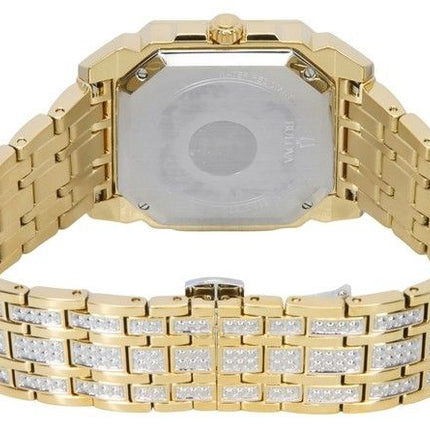 Bulova Octava Crystal Accents Gold Tone Stainless Steel Silver Dial Quartz 98A295 Mens Watch