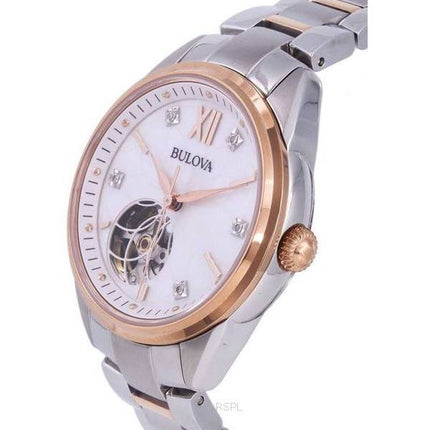 Bulova Classic White Open Heart Dial Automatic 98P170 Women's Watch