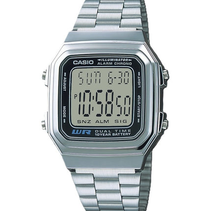 Casio Digital Stainless Steel Alarm Chrono Dual Time A178WA-1ADF A178WA-1A Men's Watch