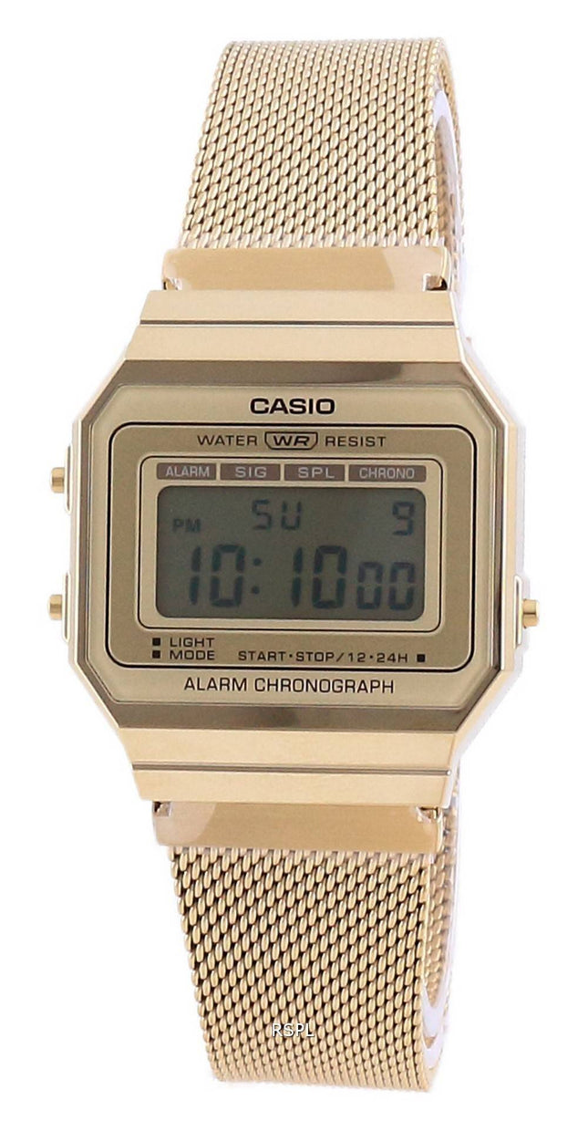 Casio Youth Vintage Gold Tone Stainless Steel Digital A700WMG-9A Unisex Watch