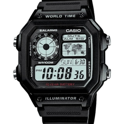 Casio Youth Illuminator World Time Alarm AE-1200WH-1AV AE1200WH-1AV Men's Watch