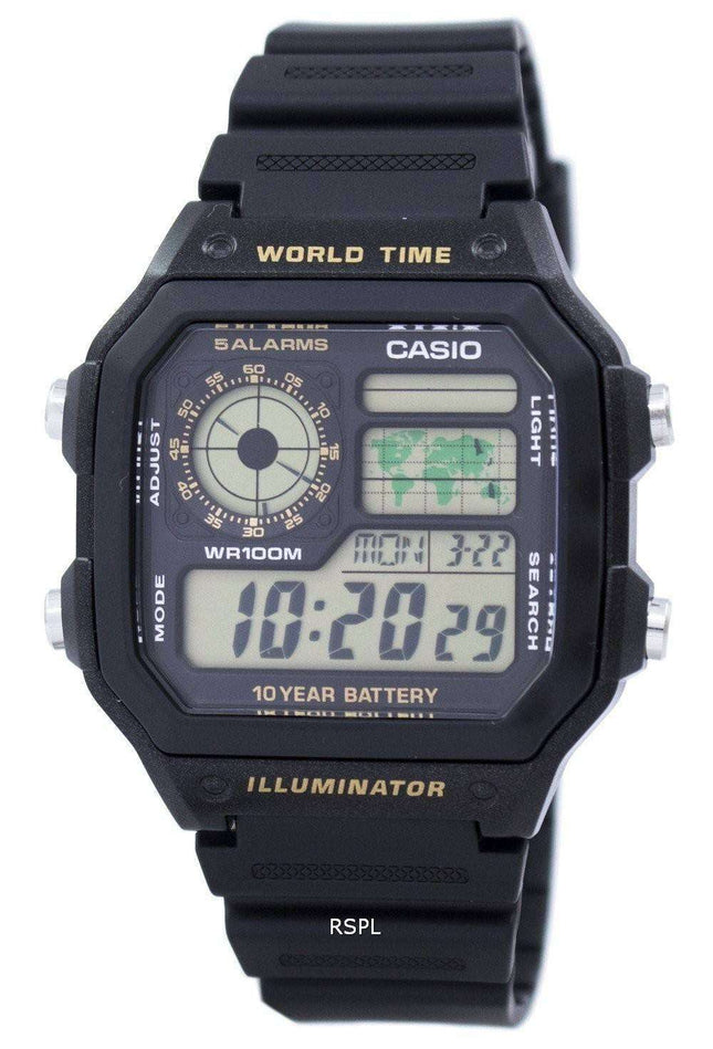 Casio Youth Series Digital World Time AE-1200WH-1BVDF AE-1200WH-1BV Mens Watch