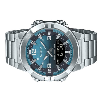 Casio Analog Digital Combination Stainless Steel Light Blue Dial Quartz AMW-870DA-2A2V Men's Watch