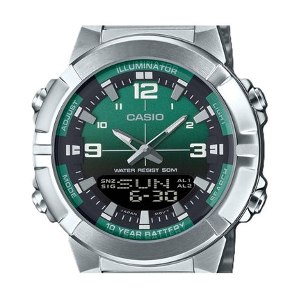 Casio Analog Digital Combination Stainless Steel Green Dial Quartz AMW-870DA-3AV Men's Watch