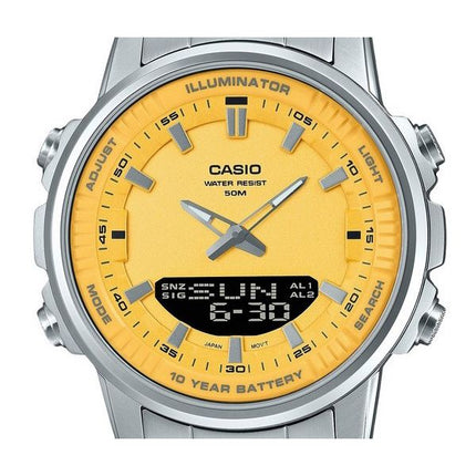 Casio Analog Digital Combination Stainless Steel Yellow Dial Quartz AMW-880D-9AV Mens Watch