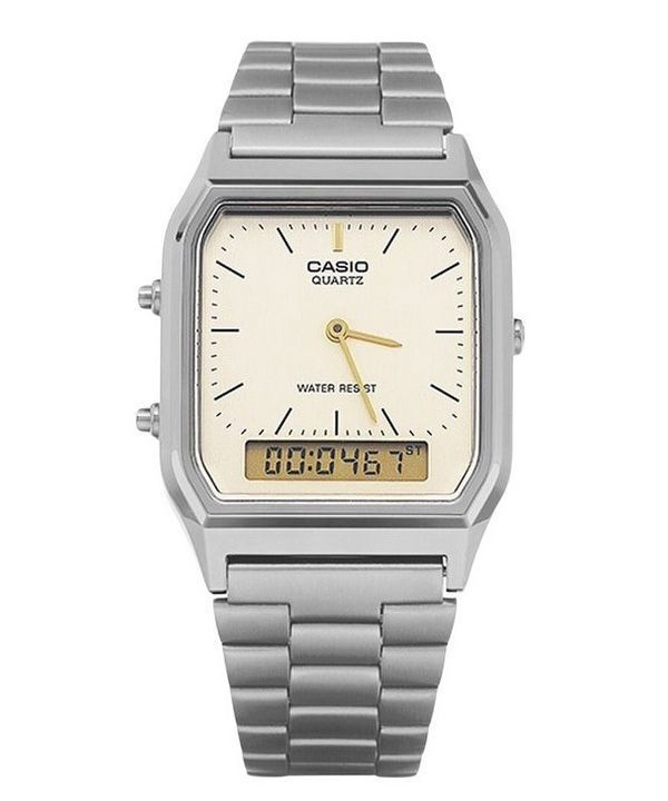 Casio Vintage Analog Digital Gray Ion Plated Quartz AQ-230GG-9A Mens Watch