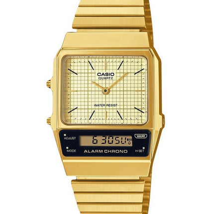 Casio Vintage Analog Digital Gold Ion Plated Stainless Steel Beige Dial Quartz AQ-800EG-9A Unisex Watch