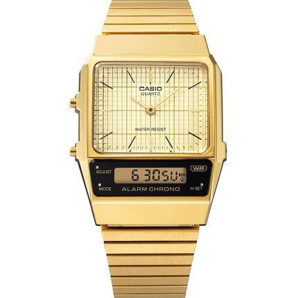 Casio Vintage Analog Digital Gold Ion Plated Stainless Steel Beige Dial Quartz AQ-800EG-9A Unisex Watch