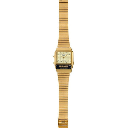 Casio Vintage Analog Digital Gold Ion Plated Stainless Steel Beige Dial Quartz AQ-800EG-9A Unisex Watch