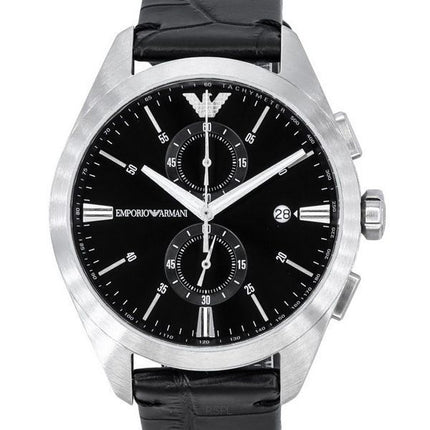 Emporio Armani Claudio Chronograph Black Leather Strap Black Dial Quartz AR11542 Mens Watch