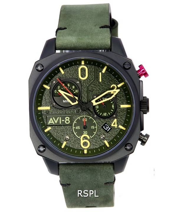 AVI-8 Hawker Hunter Deep Green Retrograde Chronograph Quartz AV-4052-08 Mens Watch