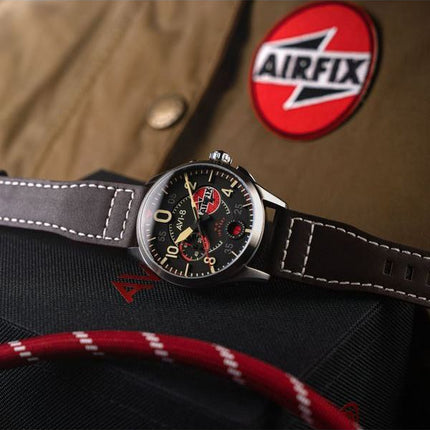 AVI-8 Spitfire Lock Chronograph Airfix Edition Raven Black Dial Quartz AV-4089-09 Men's Watch