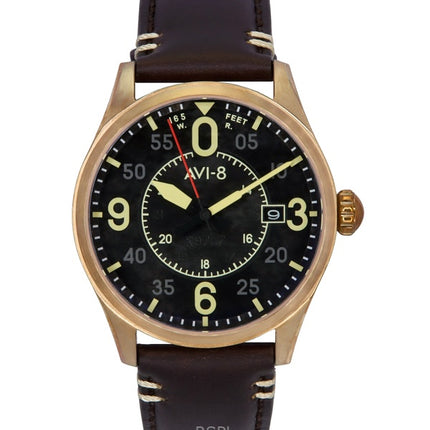 AVI-8 Spitfire Smith Brown Leather Strap Black Dial Automatic AV-4090-06 Men's Watch