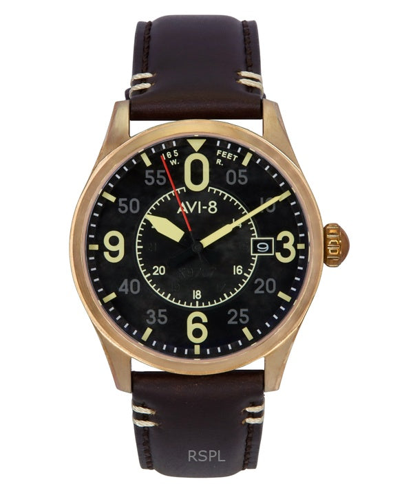 AVI-8 Spitfire Smith Brown Leather Strap Black Dial Automatic AV-4090-06 Men's Watch