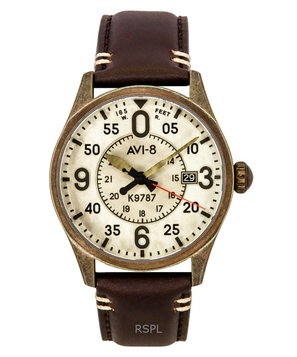 AVI-8 Spitfire Smith Oxidized Bronze Brown Leather Strap Grey Luminous Dial Automatic AV-4090-07 Men's Watch