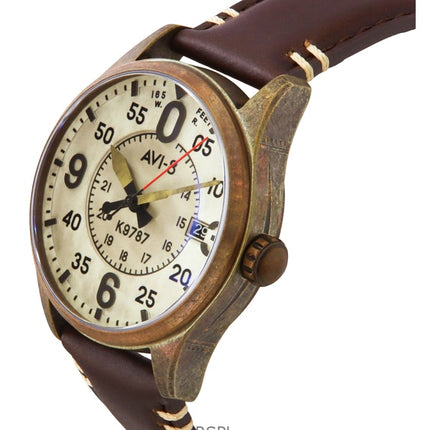 AVI-8 Spitfire Smith Oxidized Bronze Brown Leather Strap Grey Luminous Dial Automatic AV-4090-07 Men's Watch